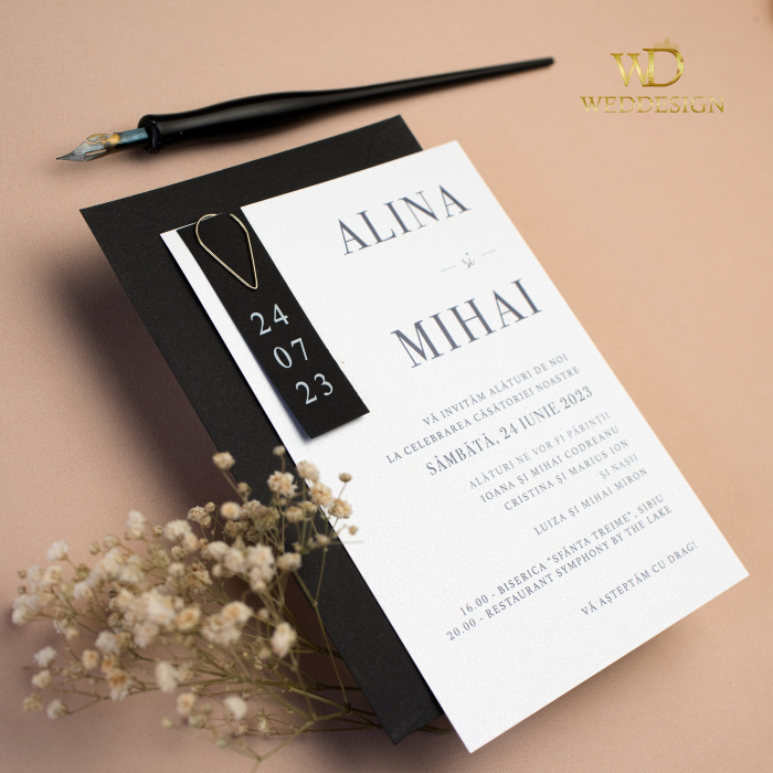Invitatie de nunta Black & White [3]