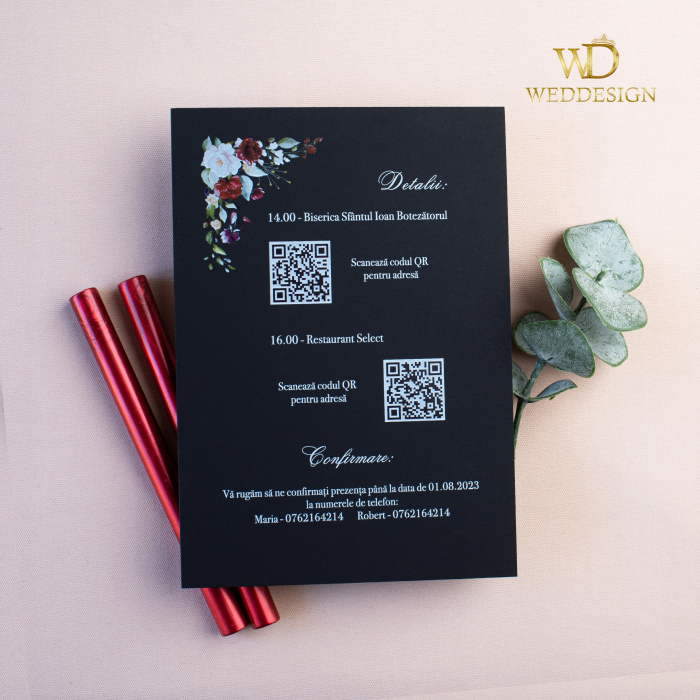 Invitatie de nunta Burgundy dream [3]