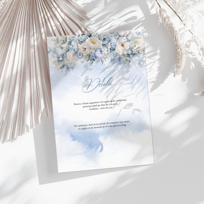 Invitatie de nunta flori albastre [3]