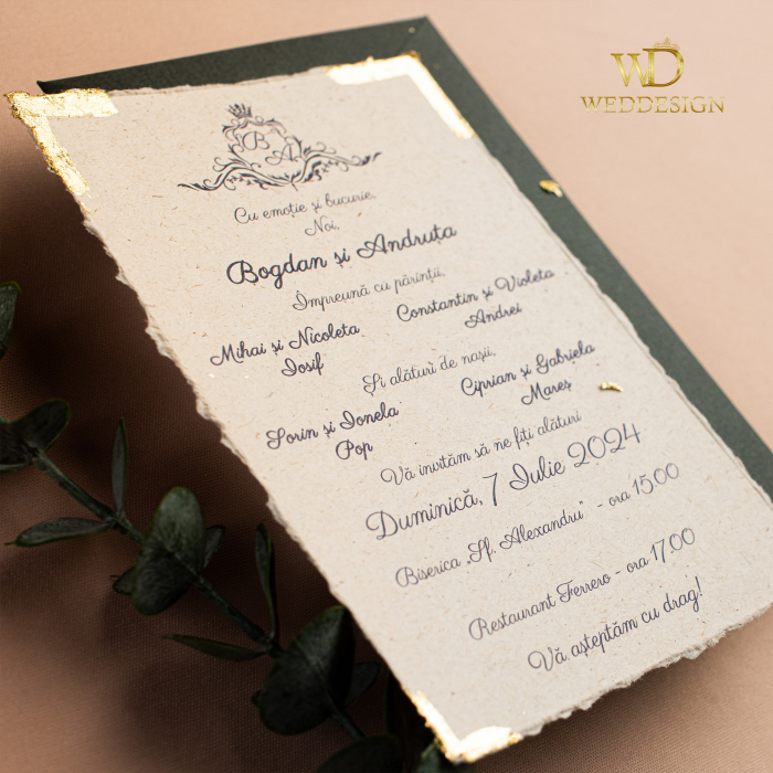 Invitatie nunta cu foita aur [3]