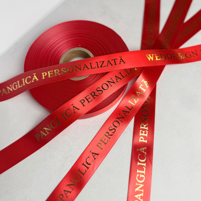 Panglică personalizată din satin cu folio auriu – WD WedDesign [3]