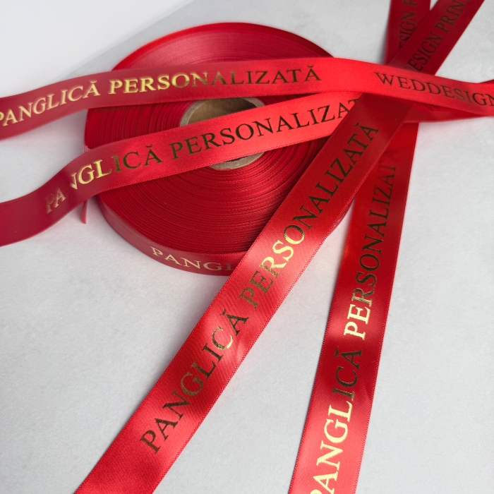 Panglică personalizată din satin cu folio auriu – WD WedDesign [1]