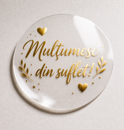 ETICHETE ADEZIVE PERSONALIZATE - etichete-transparente-folio-auriu-personalizate-rotunde