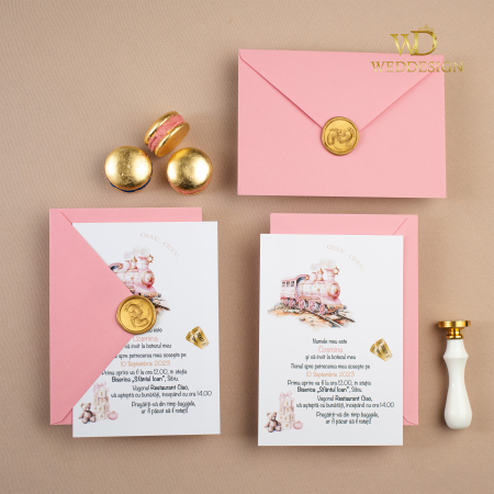 BOTEZ - Invitatie de botez roz