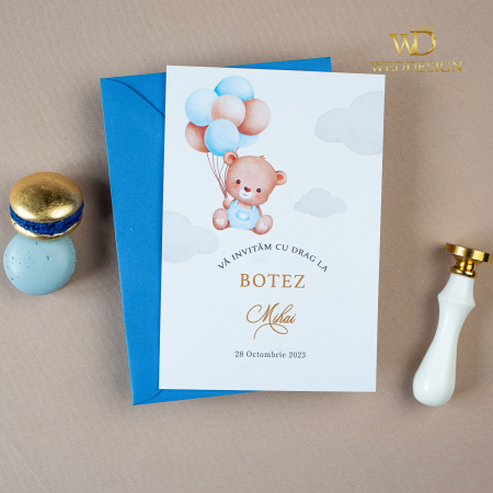 Invitatie de botez ursulet printre nori [1]