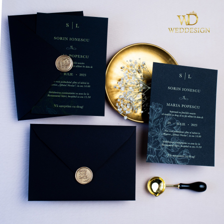 Invitatii nunta - Invitatie nunta carton negru