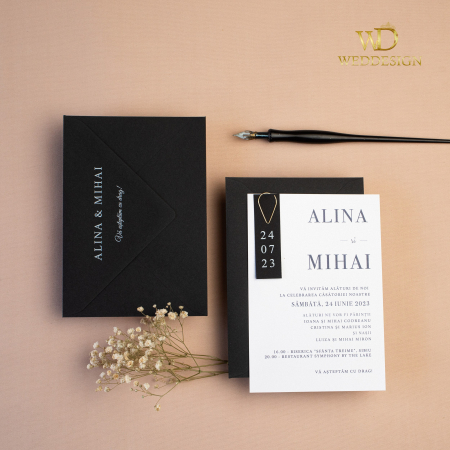 Colectia invitatii moderne - Invitatie de nunta Black & White
