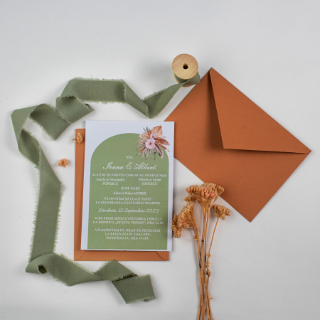 Colectia invitatii florale - Invitatie de nunta Boho