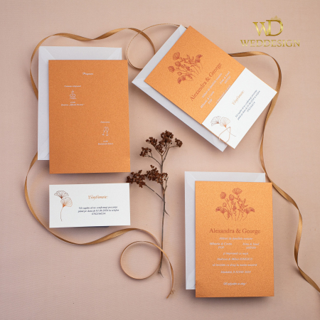Colectia invitatii moderne - Invitatie de nunta Cupru sidefat
