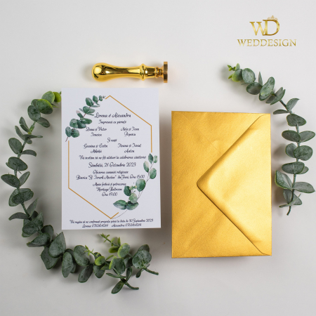 Colectia invitatii florale - Invitatie de nunta Eucalipt