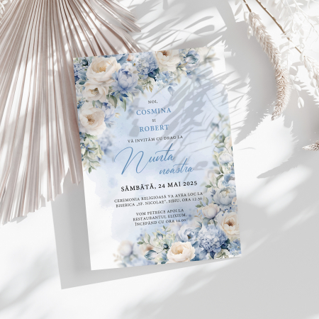 Invitatie de nunta flori albastre [1]