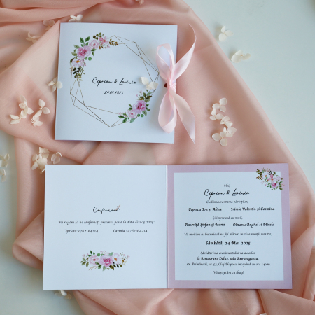 Invitatii nunta - invitatie de nunta cu fundita
