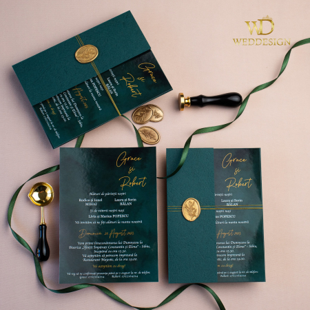 Colectia invitatii moderne - Invitatie de nunta verde smarald