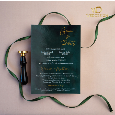 Invitatie de nunta verde smarald [2]
