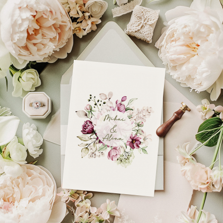 Invitatii nunta - Invitatie de nunta peonies