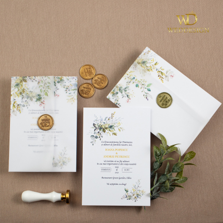 Colectia invitatii florale - Invitatie de nunta greenery vibes