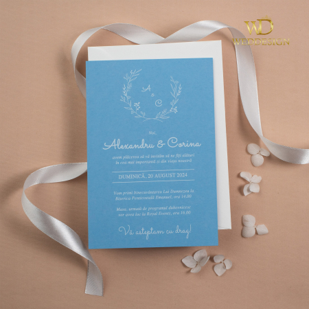 Invitatie de nunta Minimal dusty blue [1]