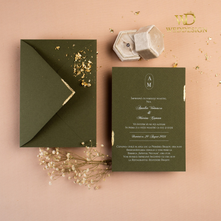 Colectia Invitatii Luxury - Invitație de nuntă Olive