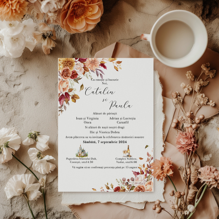 Invitatii nunta - Invitatie de nunta toamna