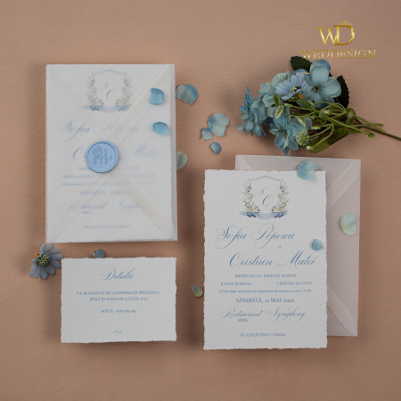 Colectia invitatii florale - Invitatie nunta retro