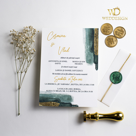 Invitatie de nunta verde auriu [2]
