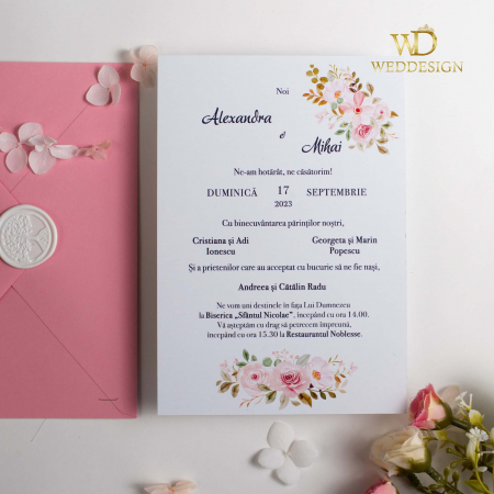 Invitatie nunta flori roz [2]