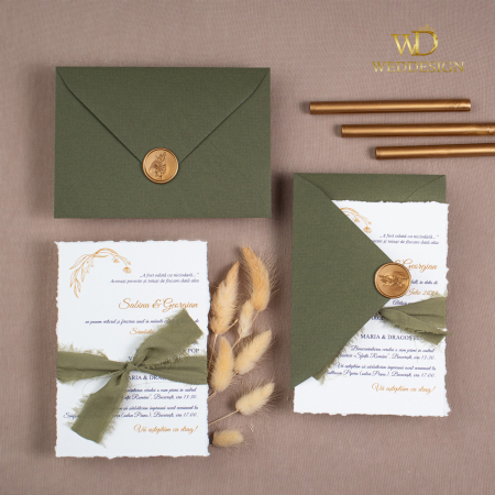 Colectia Invitatii Luxury - Invitatie de nunta Sage