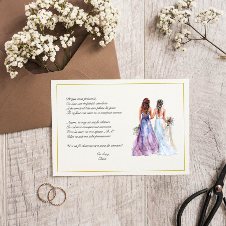 Invitatii nunta - Invitatie de nunta pentru domnisoare de onoare