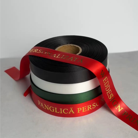 Panglică personalizată din satin cu folio auriu – WD WedDesign [3]