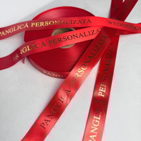 MATERIALE PROMOTIONALE - Panglică personalizată din satin cu folio auriu – WD WedDesign