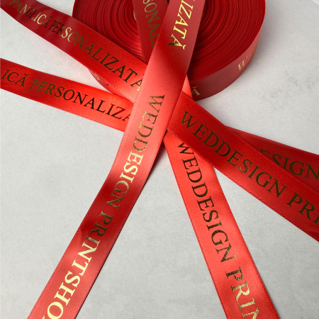 Panglică personalizată din satin cu folio auriu – WD WedDesign [1]