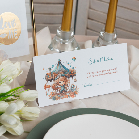 Plicuri de bani/ Placecard botez - Plic de bani pentru botez carusel