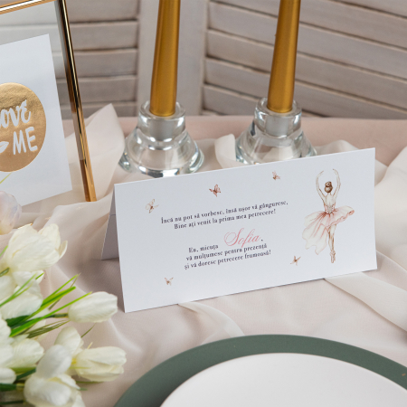 Plicuri de bani/ Placecard botez - Plic de bani botez cu balerina