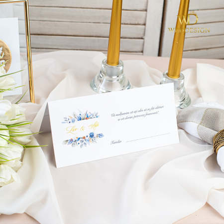 Plicuri de bani/ Placecard-uri - Plic de bani cu flori albastre