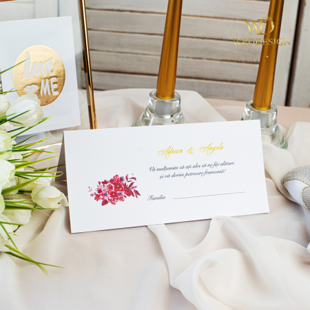 Plicuri de bani/ Placecard-uri - Plic de bani cu flori magenta