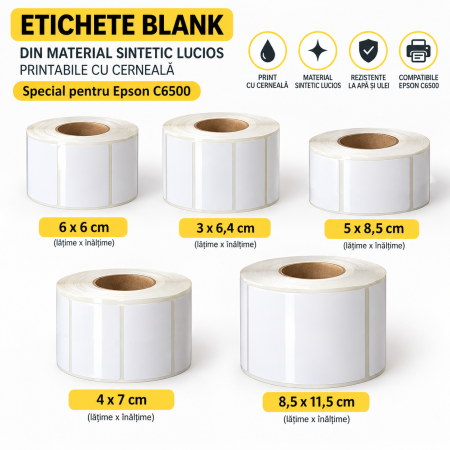 ETICHETE & STICKERE PERSONALIZATE - Etichete Blank Sintetice Lucioase pentru Epson C6500