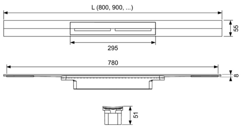 Profil de duș 90cm Red Gold Periat TECEdrainprofile [2]