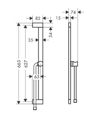 Bara de dus 66 cm, cu furtun de dus, negru mat Hansgrohe Unica - 24404670 [2]