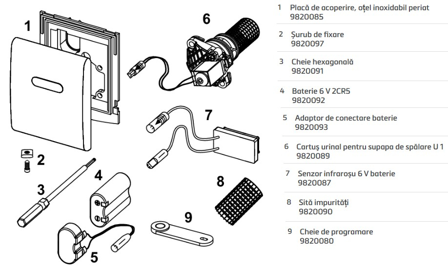 Clapeta urinal TECE Planus cu senzor, cromat mat [3]