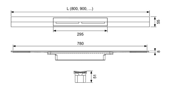 Profil dus Tece drainprofile , lungime ajustabila 50-80cm, otel inoxidabil lustruit [2]