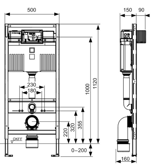 Rezervor WC incastrat, TECE Uni 9300302, 50 x 112 cm, 10 L [2]