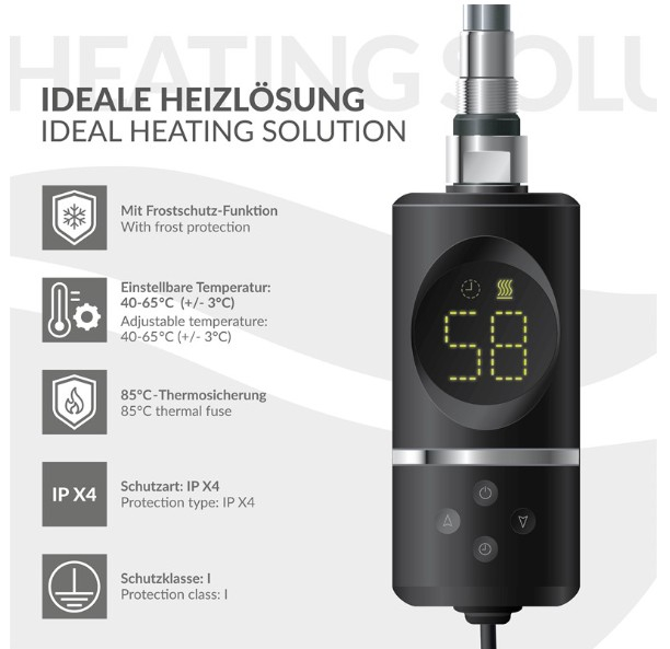 Rezistenta pentru radiator PP 600W negru cu termostat si ecran LCD LuxeBath [7]