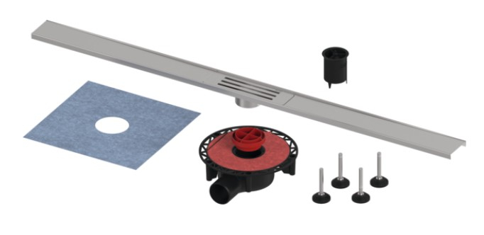 Set rigolă de duș TECElineo, oțel inoxidabil periat [1]