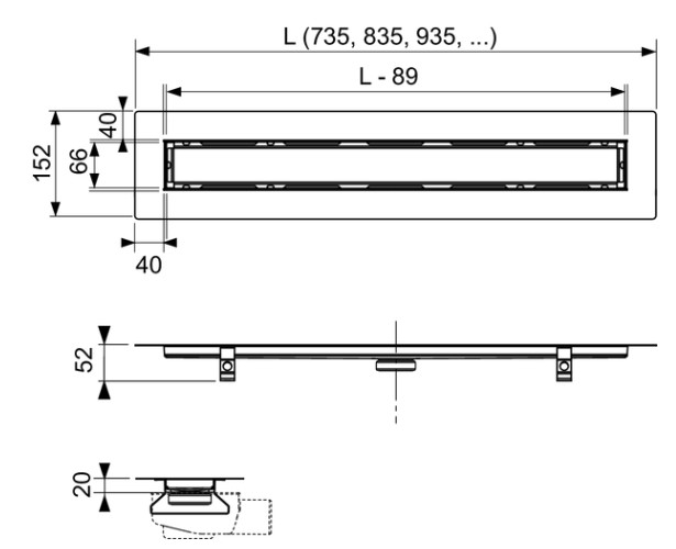 Rigola 900 TECEDrainline din inox pt acoperire cu piatra naturala [2]