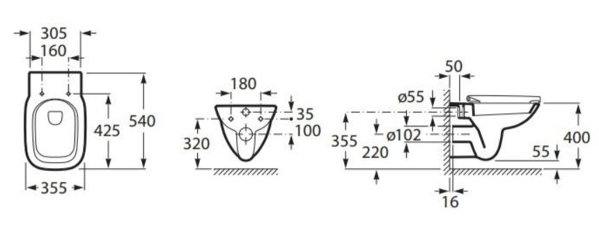 Vas wc suspendat Roca seria Debba Rimless 34699L000 [6]