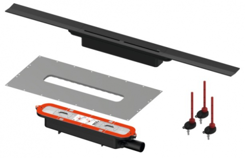 TECEdrainprofile - Set rigolă de duș cu suprafață neagră 1000x55 mm periat TECEdrainprofile 641025