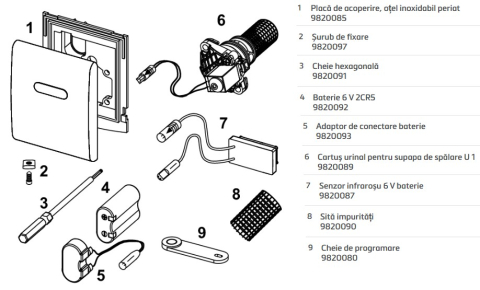 Clapeta urinal TECE Planus cu senzor, cromat mat [2]