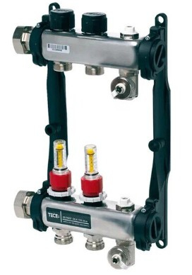 Distribuitoare - Distribuitor incalzire in pardoseala 2 cai cu debitmetre TECE floor 77310002 otel inox