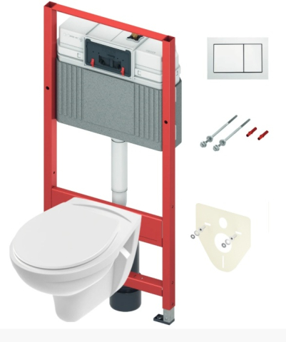 Vase de WC - Pachet Rezervor + clapeta alba + vas WC + capac soft-close