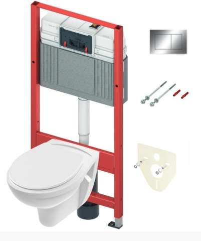 Vase de WC - Pachet Rezervor + clapeta crom lucios + vas WC + capac soft-close